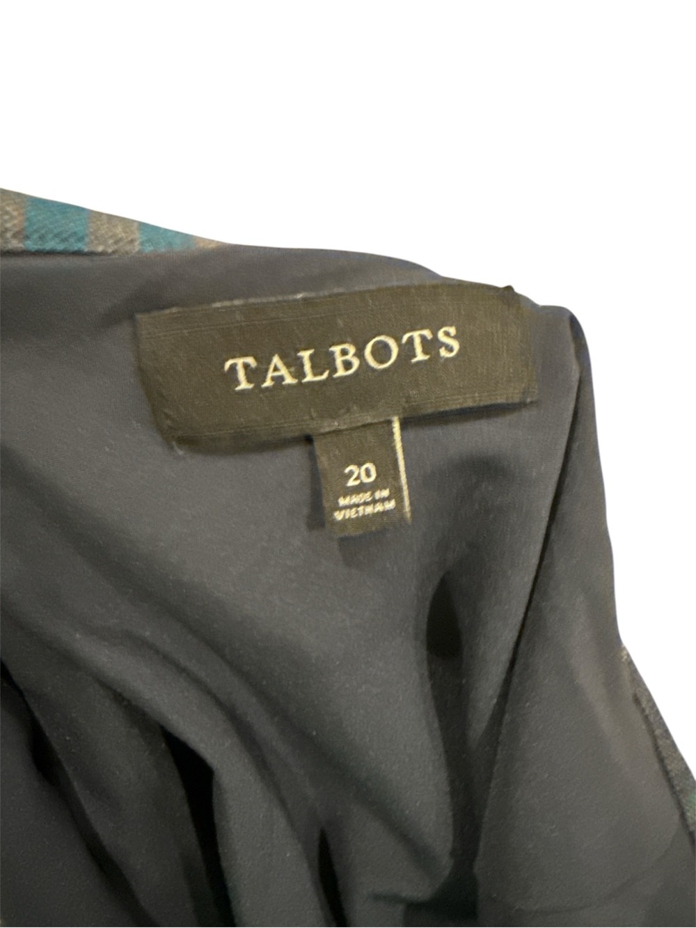 Talbots Women’s Pleated Wool Blend Skirt Sz. 20 Plaid Green Blue Knee Length - Picture 3 of 3